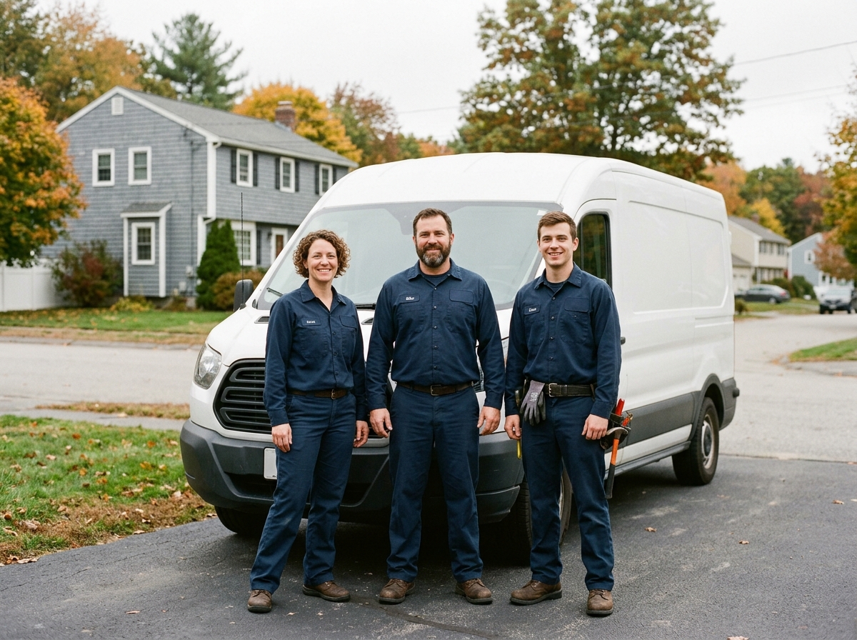 The Apex Comfort crew standing in front of their service van